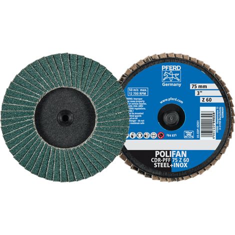 PFERD TOOLS COMBIDISC Zirkon Mini-POLIFAN CDR Ø 75 mm Z60 für gehärteten Stahl 10 Stk