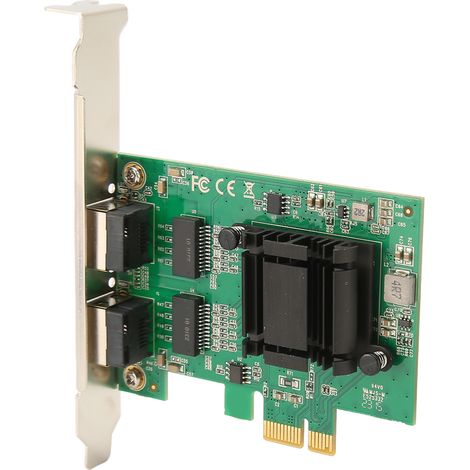 Carte réseau Gigabit PCI Ex1 vers 2 ports RJ45 10/100/1000 Mbps pour PC de bureau (TXA108 82571). (1/5)