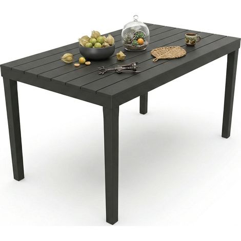 Tavolo da Esterno Asar, 10 Posti, Impermeabile Idrorepellente Made in Italy, 138x80x72h cm Nero Antracite