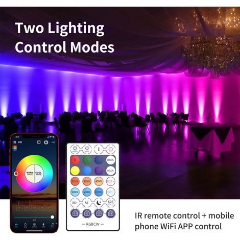 40W RGB+CCT LED-Projektor C100-240V mit Controller, dualer drahtloser und Bluetooth-Konnektivität, kompatibel mit mobiler App und Sprachsteuerung, 16 Millionen Farben, 20 integrierte LEDs (1/5)