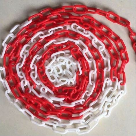 Chaîne de signalisation en plastique rouge et blanc, 10 m (1/5)