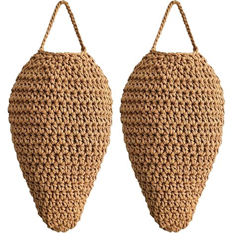 Faux Nid de Guêpes Tricoté 2 Pièces, Leurre de Nid de Frelons à Suspendre, Répulsif Réutilisable contre les Guêpes pour Jardin, Balcon et Terrasse (1/5)