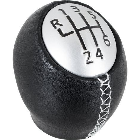 Pomo de cambio de marchas Renault Laguna II 6 VELOCIDADES CUERO NEGRO + PLATA