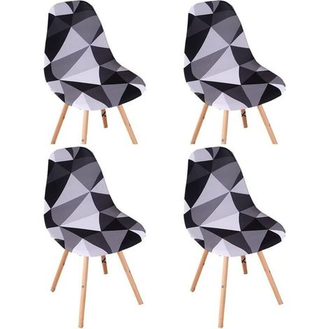Housse de Chaise Scandinaves Lot de 4, Extensible Housse de Chaise de Salle à Manger, Universelle Couverture de Chaise sans Accoudoirs pour Décoration de Salon  Maison-Couleurs différentes