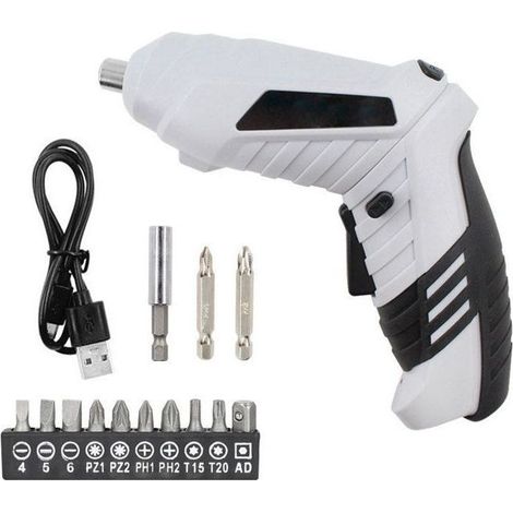 Online Store - Perceuse Visseuse Sans Fil, Visseuse Devisseuse Accessoires, 2 Sens Rotation + Lampe LED, Câble Charge USB, Idéal pour Artisans (1/5)