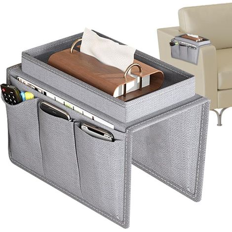 Armlehnen-Organizer – Rutschfeste Aufbewahrungstasche für Sofas mit Fernbedienungshalter, Handyablage und Buchhalter