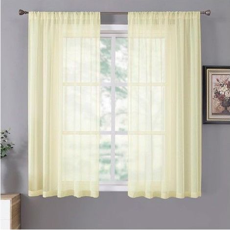 Voilages courts - Tollpiz - Lot de 2 panneaux - 137x114 cm - Effet lin texturé - Tamisant la lumière (1/5)