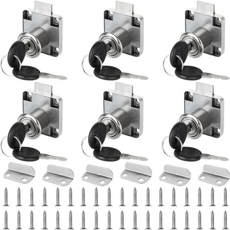 Lot de 6 Serrures d'Armoire de 20 mm Pour Meubles, Tiroirs et Armoires Avec Clé, à Visser (1/5)