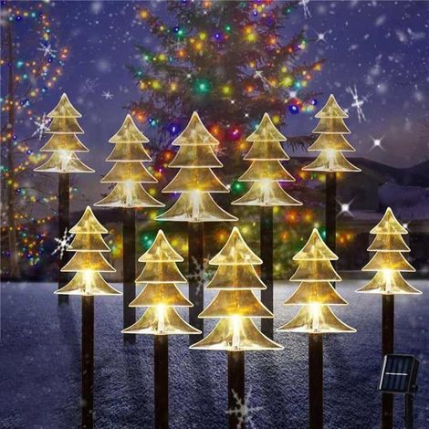 ®RisingFF Décorations de Noël extérieures, lumières de Noël solaires, 10 pièces de lumières de Noël de paysage étanches (1/5)