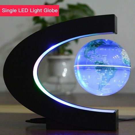 Ballon Flottant LED - Base Magnétique en Forme de C - Rotation 360° Sans Contact - Décoration Bureau Éducative - Diamètre 8,5 cm - 1 Pièce