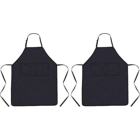 Lot de 2 tabliers de cuisine imperméables et résistants à l'huile avec sangle de cou réglable et 2 poches (1/5)