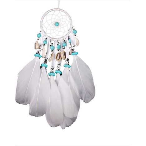 Attrape-rêves artisanal orné de plumes, décoration ethnique (1/2)