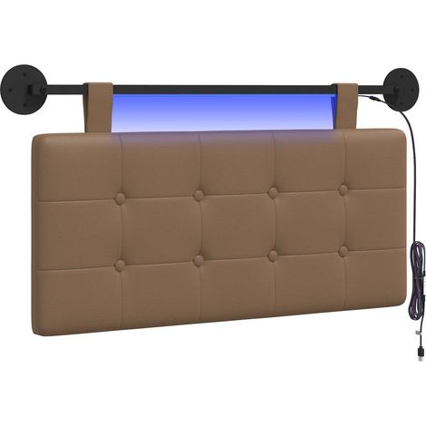 Testiera Testata del letto sospesa Con luce LED Cappuccino Similpelle (1/5)