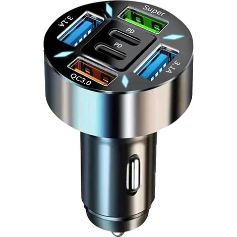 Adaptador de cargador para encendedor de cigarrillos, cargador USB multipuerto, tecnología de carga rápida, 119 (1/2)