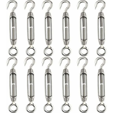 tendeur de fil M4 crochet et oeil 304 tendeurs en Tension corde robuste 12 pièces Acier Inoxydable (1/5)