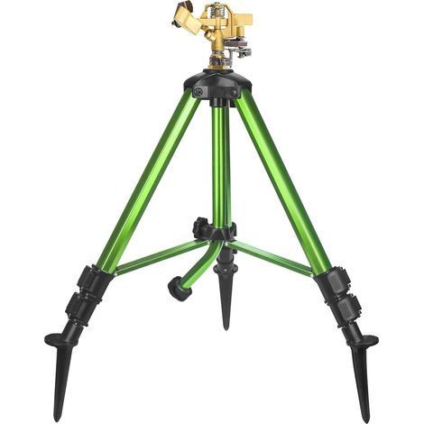 Arroseur à impulsion, avec base tripode, piquets de sol, système d'irrigation à couverture large 360 degrés, avec jambes extensibles, buse réglable en laiton et connexion de tuyau d'entrée 3/4 pouce N (1/5)