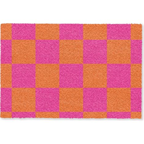 FELPUDO Tablero de ajedrez estampado - Naranja - Rosa - Bloques 60x40 cm (1/5)