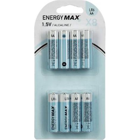 Lot de 8 Piles LR6 "Alcaline" 4cm Bleu