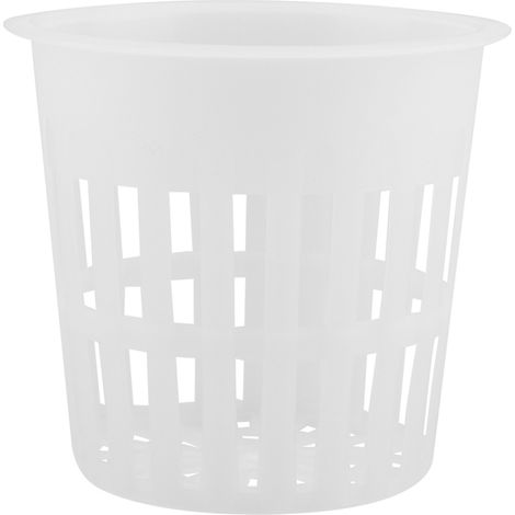 Lot de 10 godets hydroponiques en plastique résistant, blanc, pour jardinage en balcon, culture sans terre, paniers robustes et sûrs. (1/5)