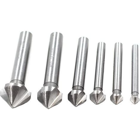 Set di 6 punte svasanti HSS a 3 taglienti a 90°, con gambo da 1/4" (1/4)