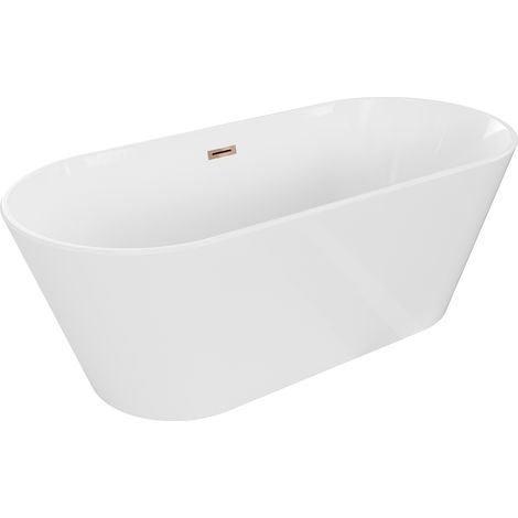 Mexen Flavia Freistehende Badewanne 170 x 75 cm, weiß, mit rosa Goldüberlauf - 54031708000-60 (1/5)