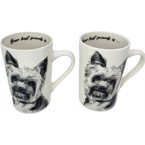 Juego de dos tazas grandes con el dibujo de un Yorkshire terrier. (1/5)