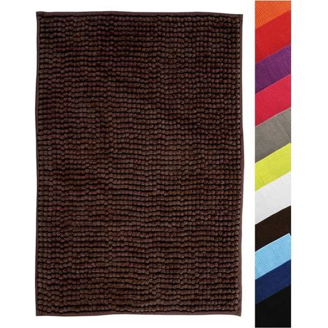 1 Tapis De Bain Microfibre Chenille 40x60 Cm Poils Longs Antidérapant Lavable Machine Salle De Bain (1/5)