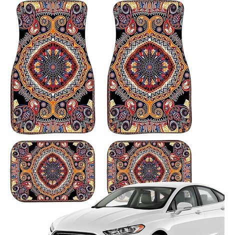 Tapis de Voiture bohémien - Tapis de Voiture bohème de qualité supérieure avec Motif coloré, résistant aux Taches et résistant - Tapis de Sol Confortables pour l' et l'arrière - Tapis (1/5)