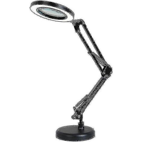 Lámpara de escritorio con lupa, 64 LED, aumento de 8x y 10 niveles de brillo.
