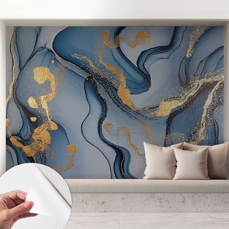 Fotomurale adesivo - parete decorativa - decorazione casa - stile moderno parete - Onde blu 208x146 cm (1/5)