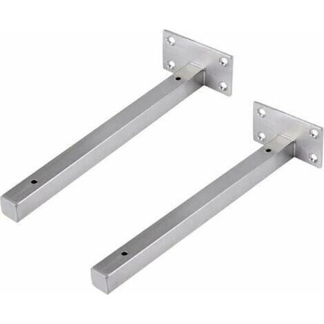 Schwebende Wandregalhalterungen 25 cm – Silberner Edelstahl – Maximale Traglast 30 kg – Unsichtbare Befestigung – 2er-Set (1/5)