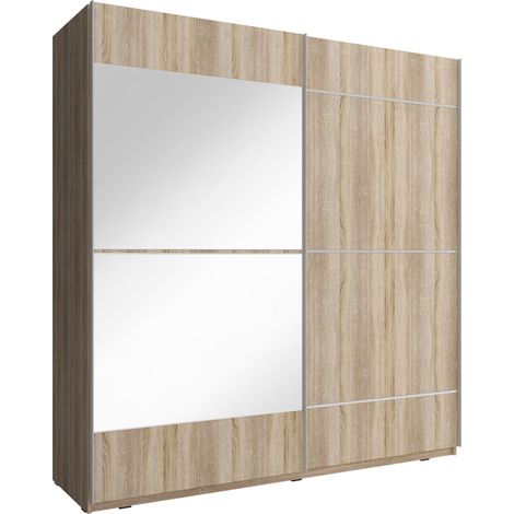 MIKA IV Kleiderschrank 200 cm 2 schiebetüren spiegel sonoma eiche