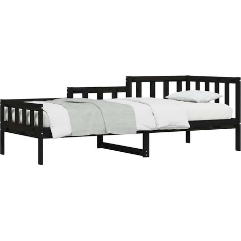 Dormeuse Nera 80x200 cm in Legno Massello di Pino vidaXL (1/4)