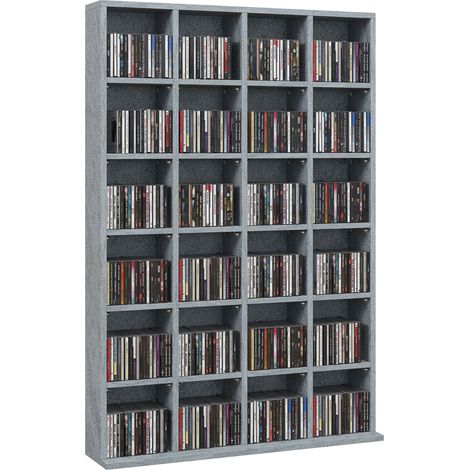 Mobile portaoggetti multimediale per 456 CD/336 DVD - libreria in legno con ripiani regolabili, 89 x 130,5 cm, grigio