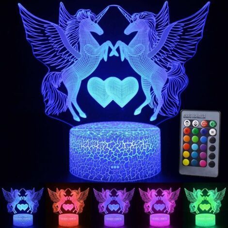 3D Led Night Light, Unicorn Table Lamp, with 16 Color Changing Remote Control (1/5)