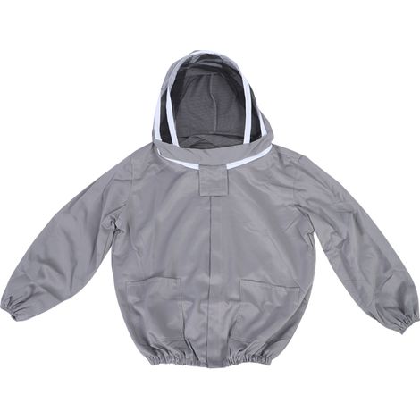Imker-Schutzjacke mit Schleier und Doppelreißverschluss, Imkerzubehör, Grau
