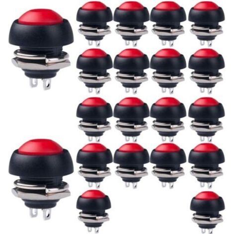 20 pezzi mini interruttore a pulsante momentaneo rosso da 12 mm, pulsante impermeabile, interruttore a pulsante rotondo 1A 250VAC / 3A 125VAC, per Raspberry Pi DIY-Crezuo