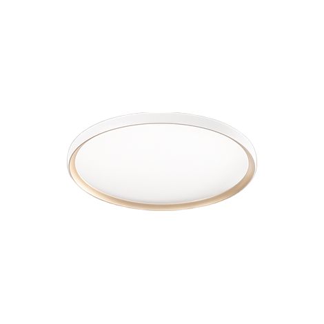 Plafonnier Led Circulaire 40W En Métal Blanc Et Or Mat, Cct Dimmable 3000K-6000K, Diffuseur Acrylique Satiné - Design Moderne Par Perenz (1/3)