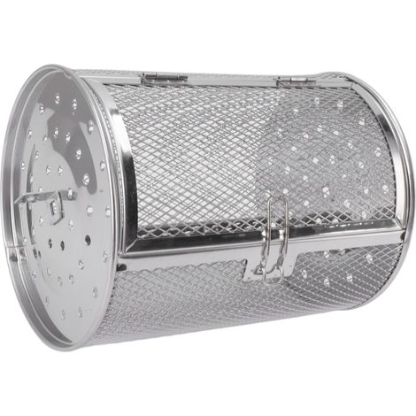 Panier à griller roulant en acier inoxydable, cage de cuisson ronde en acier inoxydable pour barbecue, idéal pour les cacahuètes, les noix séchées et les légumes (B) (1/5)