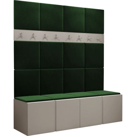 Conjunto para recibidor Pinis V, Polo 889, 186x168x46cm, Aglomerado laminado, Tapiz, Colocada, Montada en la pared (1/5)