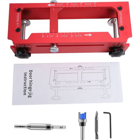 Kit d'installation de charnière de porte, gabarit réglable, foret à centrage automatique, routeur pour charnières de 2 à 1/2 à 5 pouces. (1/5)