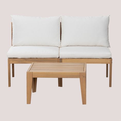 Set da giardino con divano componibile a 2 pezzi e tavolino in legno di acacia Filips SKLUM            