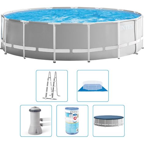 Piscine Intex Prism Frame - 457 x 122 cm - Ronde - Avec pompe de filtration + accessoires