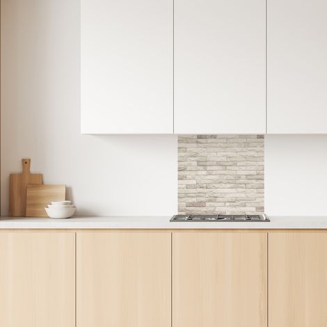 Lupia Pannello Paraschizzi Schienale Cucina con decorazione stampata, MATTONI WHITE, in Alluminio composito, Facile da applicare, Lavabile Ignifugo Resistente all'Acqua 60xH62,5 cm (1/4)
