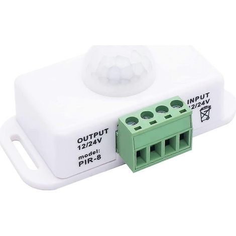 Contrôleur de fonction pour détecteur de mouvement PIR 12V/24V CC avec interrupteur LED, boîtier infrarouge, minuterie de mouvement, blanc, compatible bandes LED (1/5)