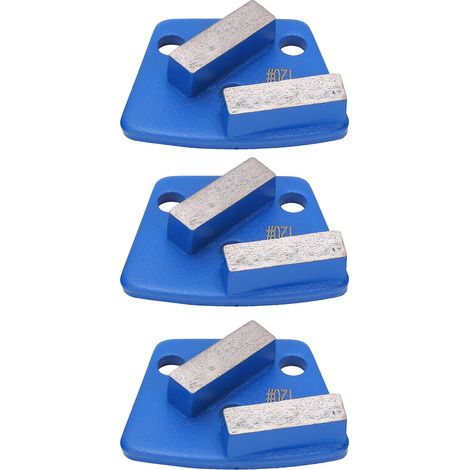 Lot de 3 disques diamantés abrasifs trapézoïdaux pour sols en béton, 2 dents longues, bleus, grain 120