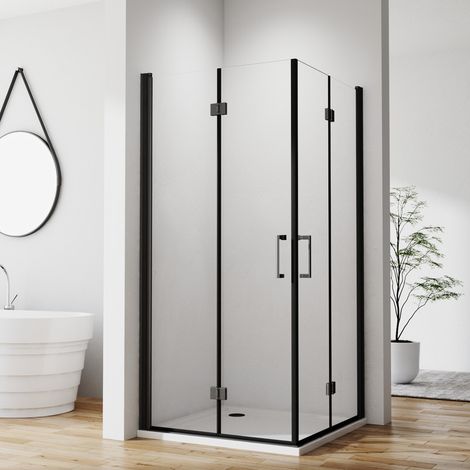 Schwarzer Duschkabine 100x70x195cm Eckeinstieg Falttür Duschkabine Eckdusche Drehfalttür Dusche Duschwand aus 6mm NANO ESG Sicherheitsglas