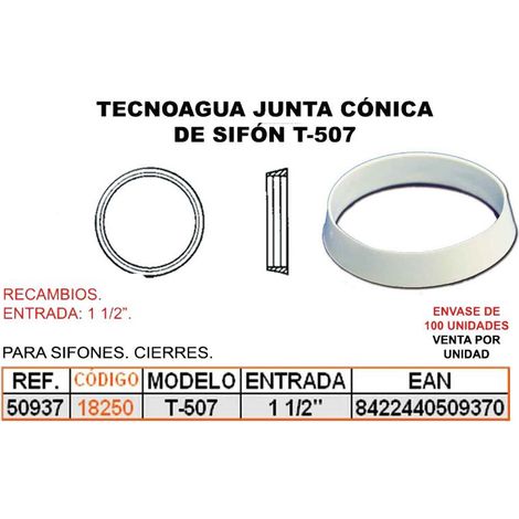 FPLUS tecno junta conica de sifon  40ø 1-1-2  t507 50937 , tecno junta conica de sifon  40ø 1-1-2  t507 50937