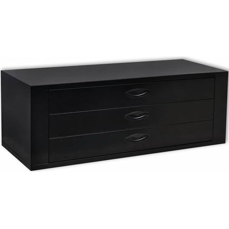 vidaXL Cassettiera Porta Attrezzi in Metallo con 3 Cassetti Nera (1/4)