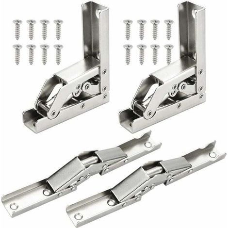 4 PCS Charnières Pliant 90 Degré Plein Recouvrante Charniere Porte en Acier Inoxydable Charniere Meuble Cuisine Invisible avec 16 Vis pour Fermeture d’Armoire de Porte Placard 6.86.82.2cm